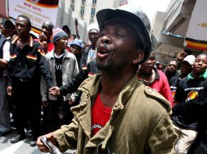 Miners striking
