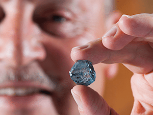 Petra CEO, Johan Dippenaar with blue diamond