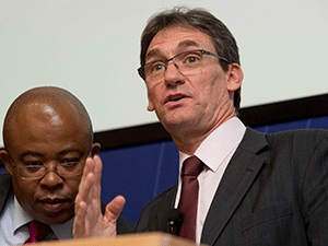Going, going .... Amplats CEO Chris Griffith with CFO, Bongani Nqwababa