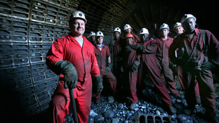 Miners at Beatrix gold mine