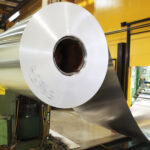 Aluminum metal rolled up in factory