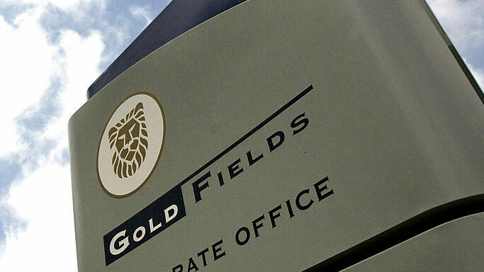 The company logo for Gold Fields Ltd., is displayed outisde
