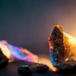 Rough diamond gem mineral stone in mine. Concept of mining and extraction of jewelery