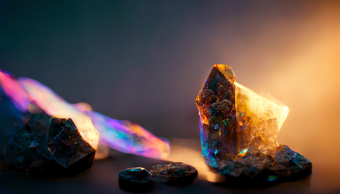 Rough diamond gem mineral stone in mine. Concept of mining and extraction of jewelery
