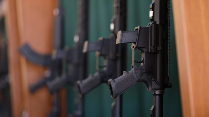 Collection of rifles and carbines in storage