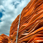 Copper cathodes loaded on a train in a copper mine ready to be delivered, Chile